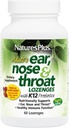 Natures Plus Adult's Ear Nose Throat Lozenge with K12 Probiotics - 60 Lozenges - Natural Tropical Cherry Berry Flavor - Supports Ear, Nose and Throat and Immune Function - Gluten-Free - 30 Servings