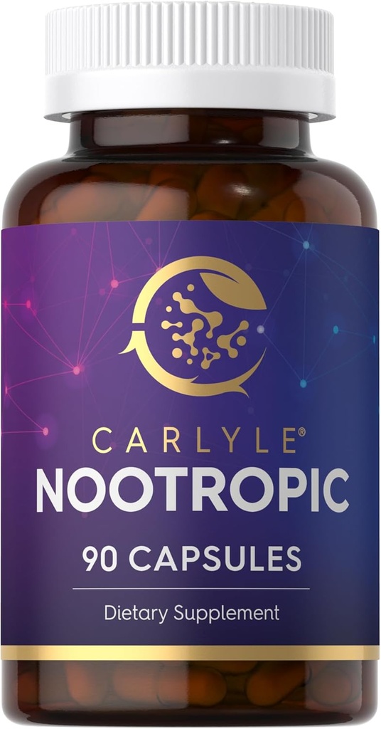Supplément nootropique Carlyle 90 Capsules avec B12, Guarana et plus loin