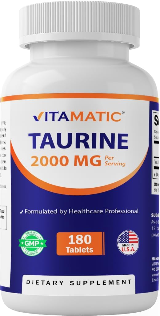 Taurine Vitamatique 2000mg Comprimés végétariens, 180 Nombre, non OGM, sans gluten