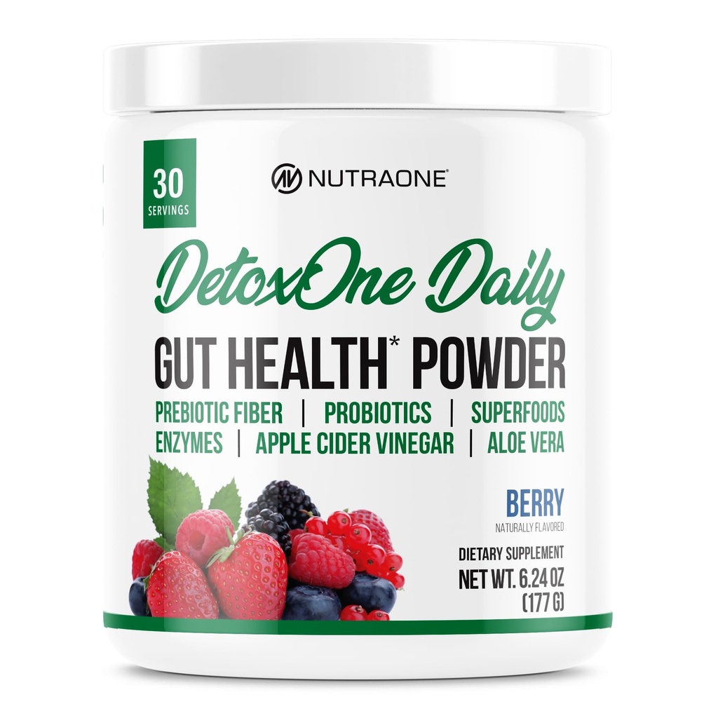 DetoxOne Daily Gut Health Powder for Weight Loss.Le nettoyage quotidien detox soutient la fonction digestive normale/santé.