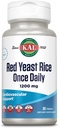 KAL Red Yeast Rice une fois par jour 1200mg, soutien cardiovasculaire* supplément avec des acides gras non saturés naturellement, acides aminés et phytonutriments, végétalien, sans gluten, 30 portions, 30 comprimés