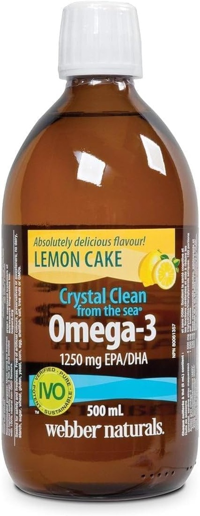 Webber Naturals Ocean Pure Omega-3 Huile de poisson liquide - Cake de citron 500 ml