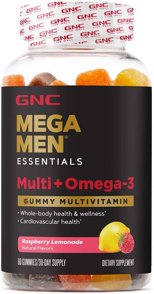 GNC Mega Homme Essentiel Multi Plus - Omega 3 Gummy, 60 ct