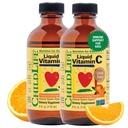 ESSENTIELS D'ENFANTS Vitamine C liquide - supplément liquide Vitamine C pure pour les enfants, système immunitaire, saveur orange naturelle, 4 Fl Oz (paquet de 2)