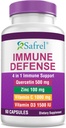 Safrel fort soutien immunitaire, Quercetin 500 mg, Picolinate de zinc100 mg, Vitamatic 1000 mg, Vitamine D3 1000 UI, 60 capsules, 1 mois d'approvisionnement