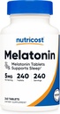 Nutricost Melatonine 5mg, 240 comprimés - 5mg par portion, sans OGM, sans gluten