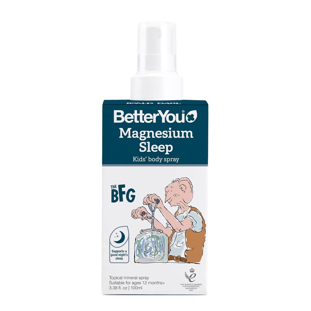 BetterYou Magnesium Sleep Spray pour le corps des enfants - Relaxing Magnesium Chloride Spray pour les enfants - favorise un sommeil reposant - Huile essentielle de lavande - 3,38 oz