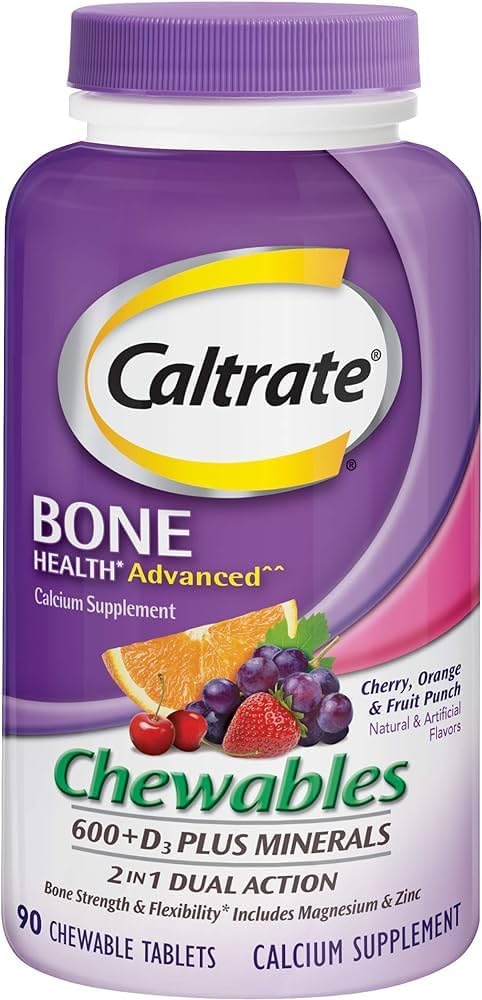 Calcium et vitamine D3 Supplément 600+D3 Plus comprimés à croquer minéraux,90 Nombre (paquet de 2)