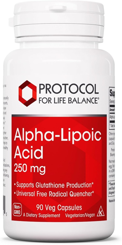 PROTOCOLE POUR LA BALANCE DE VIE Supplément à l'acide alpha-lipoïque - 600mg ALA - Étancheur de stress oxydatif, flux sanguin et santé cardiaque - sans casher et lait - 60 gélules