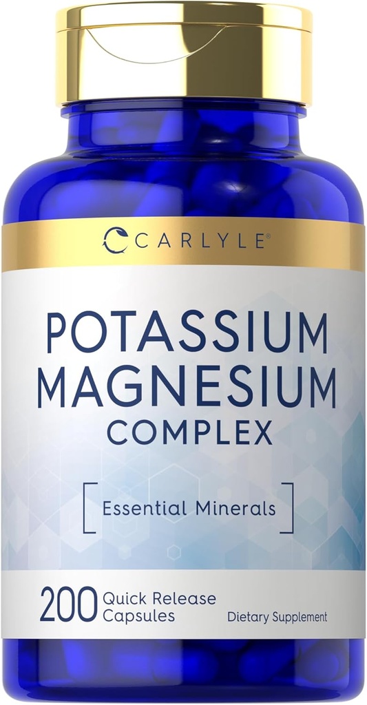 Carlyle Potassium Magnesium Supplement | 200 Count | Non-GMO & Gluten Free Complex