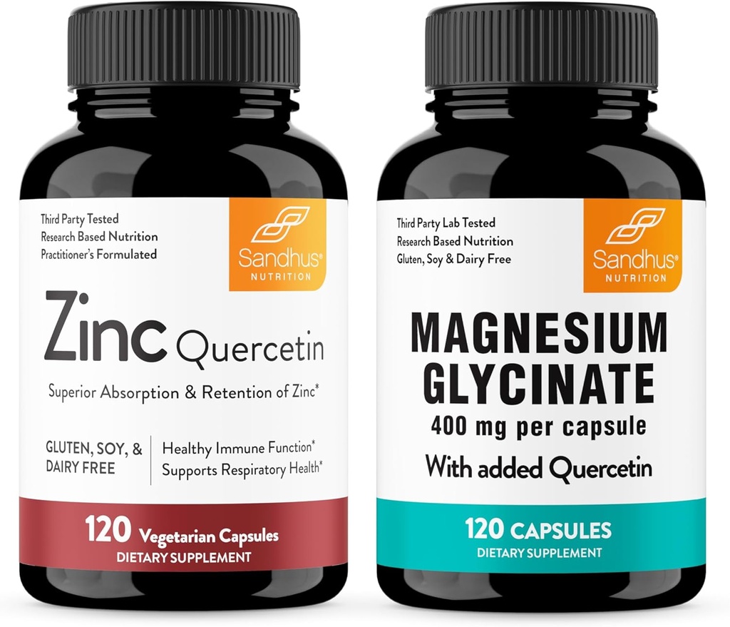 Le complexe de glycine de Zinc Quercetin et Magnésium de Sandhu avec des capsules Quercetin