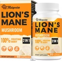 50X Strength Potency Cerveau Suppléments pour la mémoire et la concentration - 1400mg Lions Mane Supplément Capsules - 60 Capsules