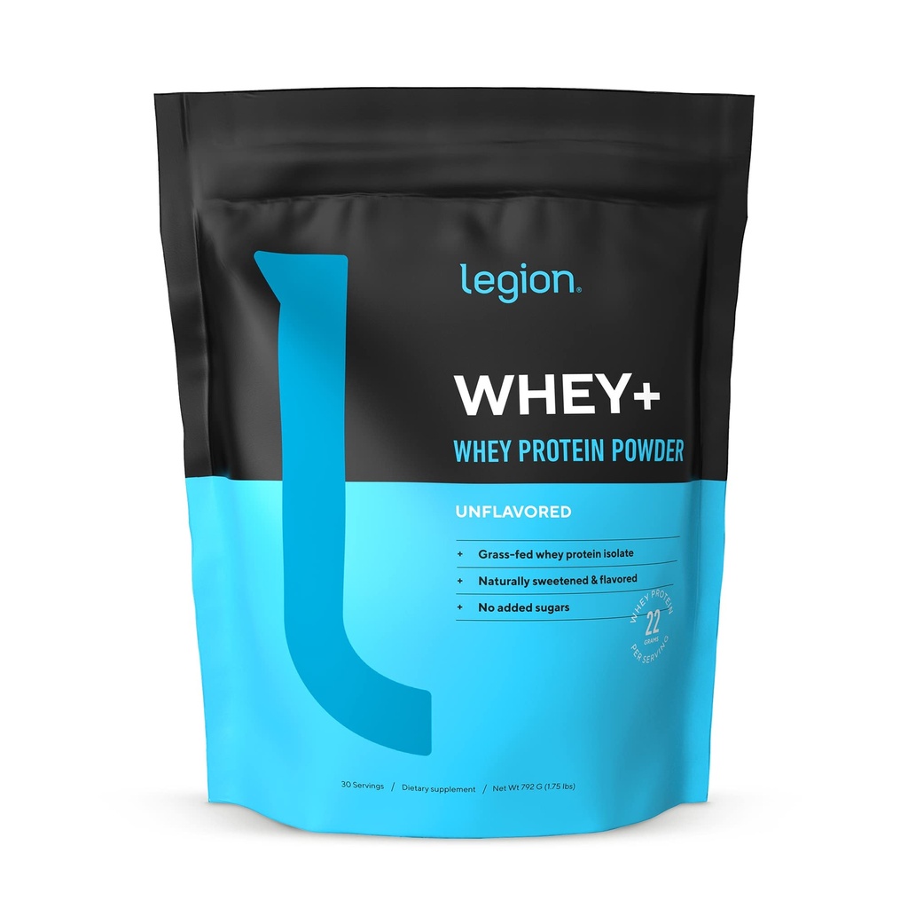 LÉGION Whey+ Protein Whey Isolate from Grass Fed Vows - Whey Protein Isolate Poudre faible en calories, non-OGM, sans sucre, sans lactose et sans gluten, toutes les protéines naturelles en poudre pour les hommes et les femmes, 30...
