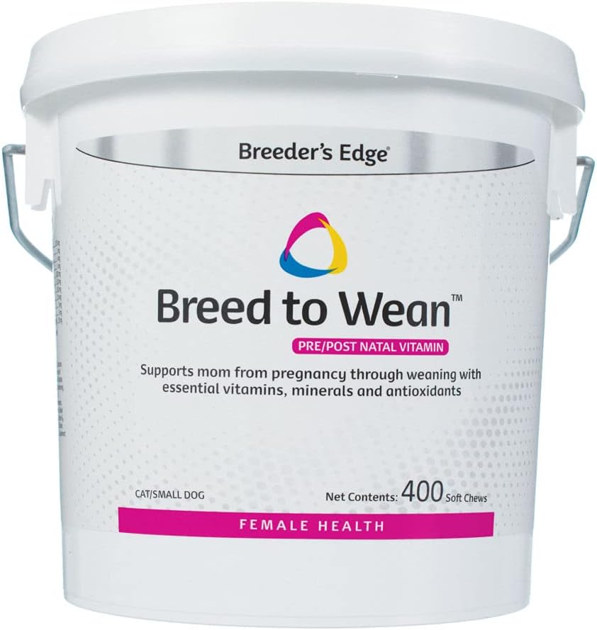 Breeder's Edge Breed to Wean, Prenatal and Postnatal Multivitamin for Dogs and Cats, Supports Pregnant and Nursing Moms, Provides Antioxidants, Vitamins and Minerals, 100 ct for Cats and Small Dogs