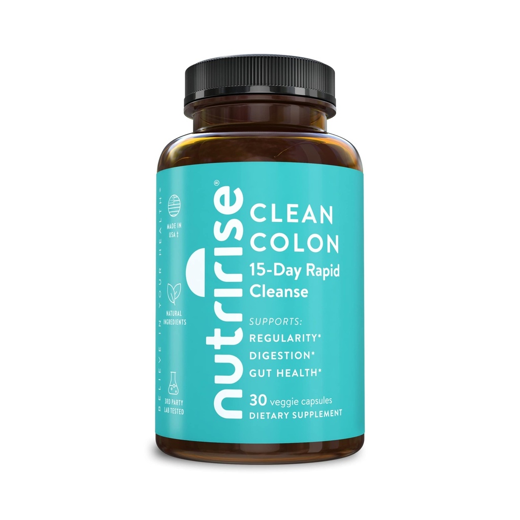NutriRise 15 jours de nettoyage rapide des colonies pour la santé de Gut - Soutien digestif avec probiotiques et fibre pour la constipation, la régularité et le ballonnement, le sucre et sans gluten