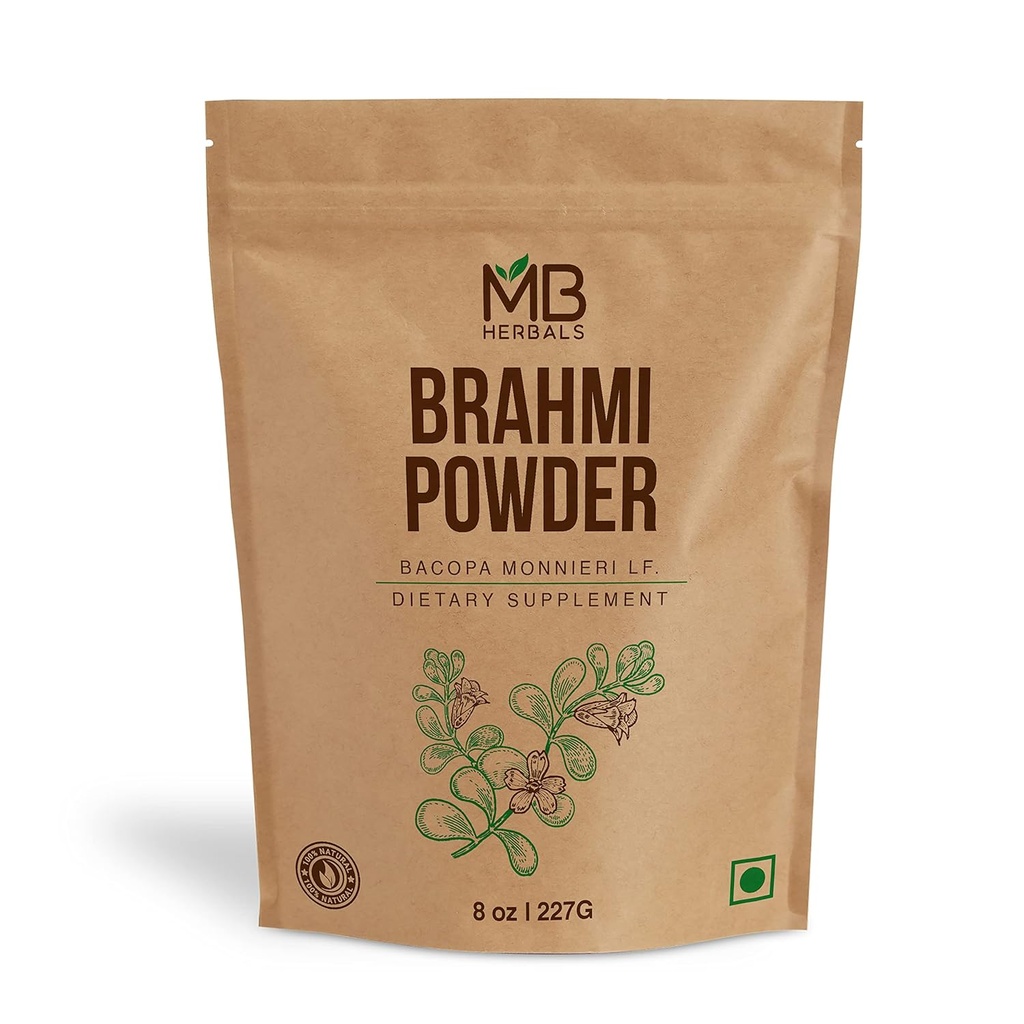 MB Herbals Pure Brahmi Poudre 8 oz, 227g 0,5 lb, Bacopa Poudre