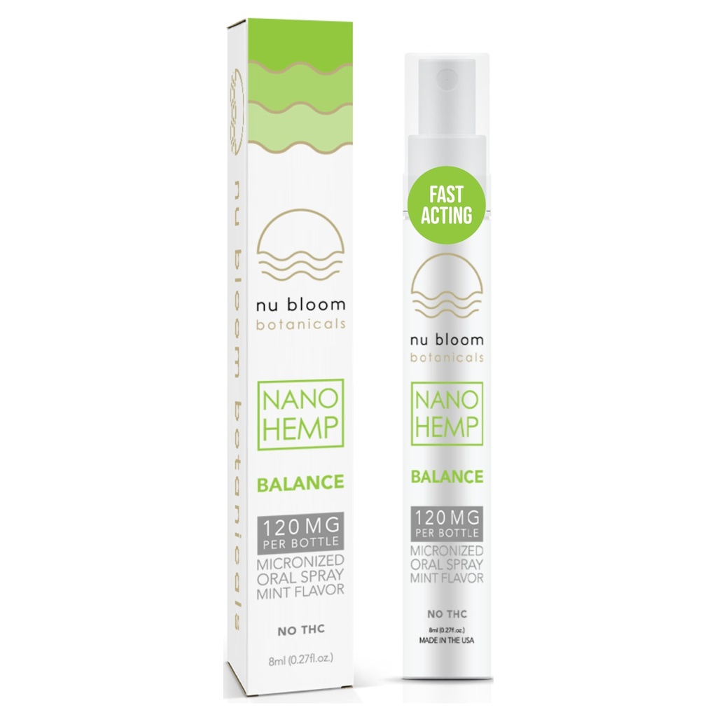 Spray anti-stress Nu Bloom - Spray oral de chanvre avec Nano chanvre, vitamine E et huiles essentielles - Système immunitaire à action rapide - 120mg, 8mL, Fabriqué aux États-Unis