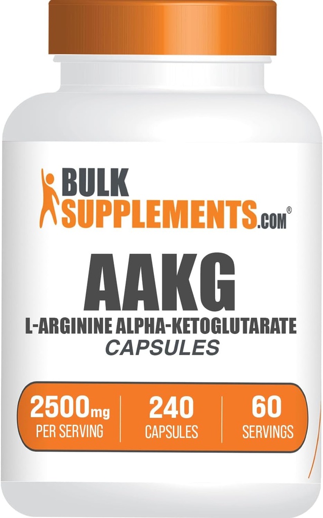 BulkSupplements.com Capsules AAKG - Supplément L-Arginine, Supplément à oxyde nitrique - Sans gluten, 4 capsules par portion, 240 Nombre (paquet de 1)