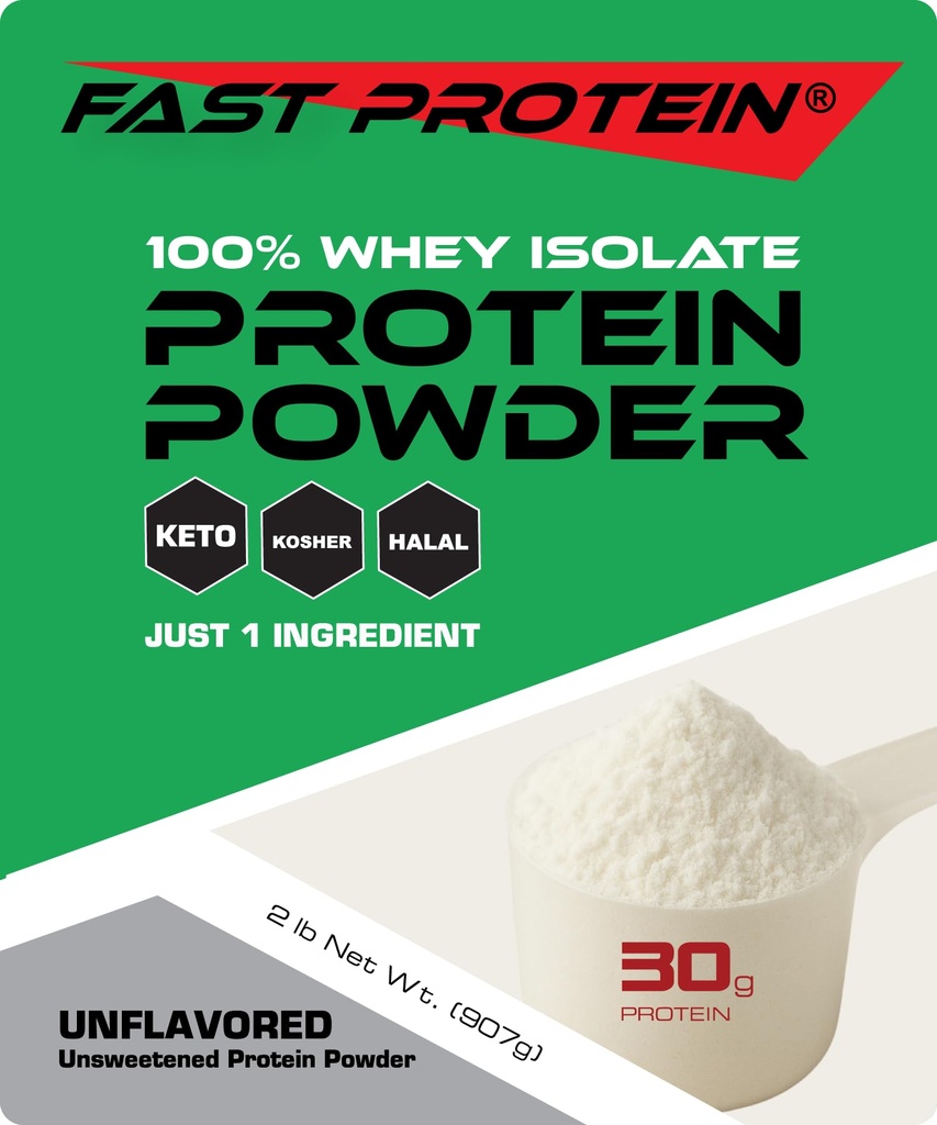 Poudre de protéines de lactosérum non aromatisée - 30g Poudre de protéines - Casher, Halal, Keto, Étiquette propre, Protéine rapide - 2LB 30 portions