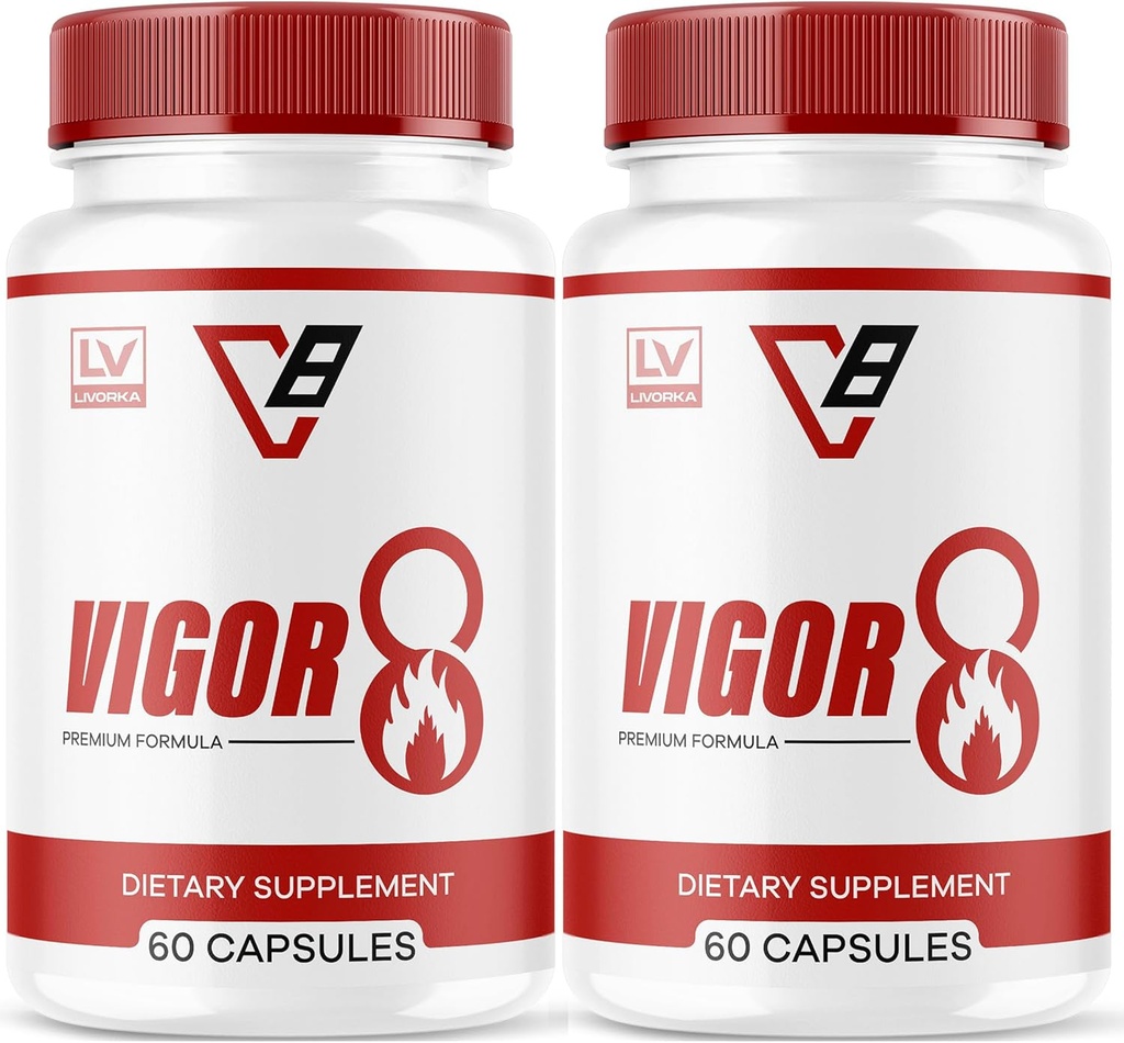 LIVORKA Vigor 8 Formule Premium pour les hommes, Supplément de soutien pour les hommes - 120 capsules (2 mois d'approvisionnement) - Pack de 2