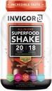 INVIGOR8 Superfood Herbe Foie Protein Isolate Shake Chocolat Brownie Remplacement sans gluten et sans OGM avec probiotiques et oméga 3 (645g)