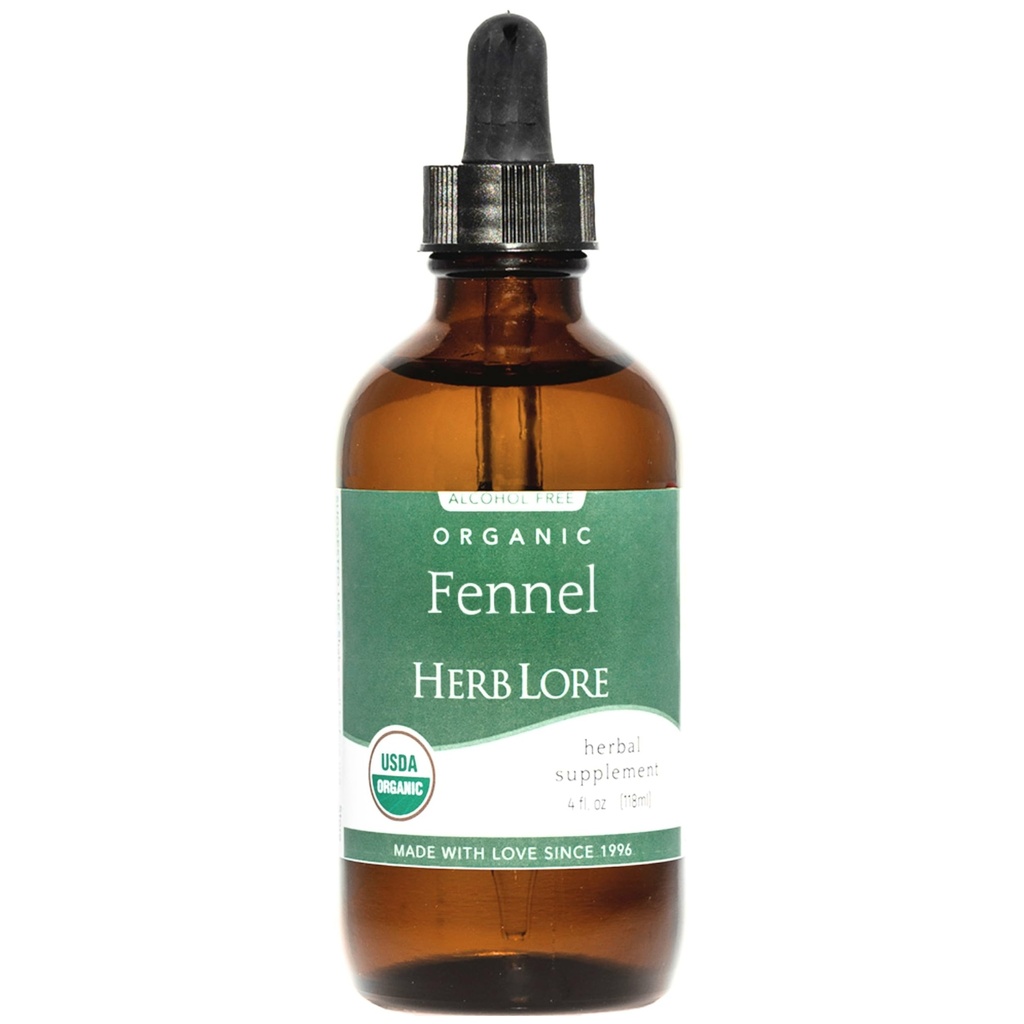 Herb Lore Organic Fennel Seed Tincture - Soothes Gas & Bloating - Lactation Support Supplement - 4 fl oz