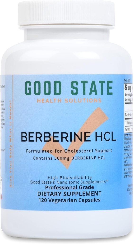 Bon État Berberine HCL 500mg Nano Ionic Dietary Supplément Capsules pour hommes et femmes, Formulé pour le soutien du cholestérol, 120 Compte bouteille