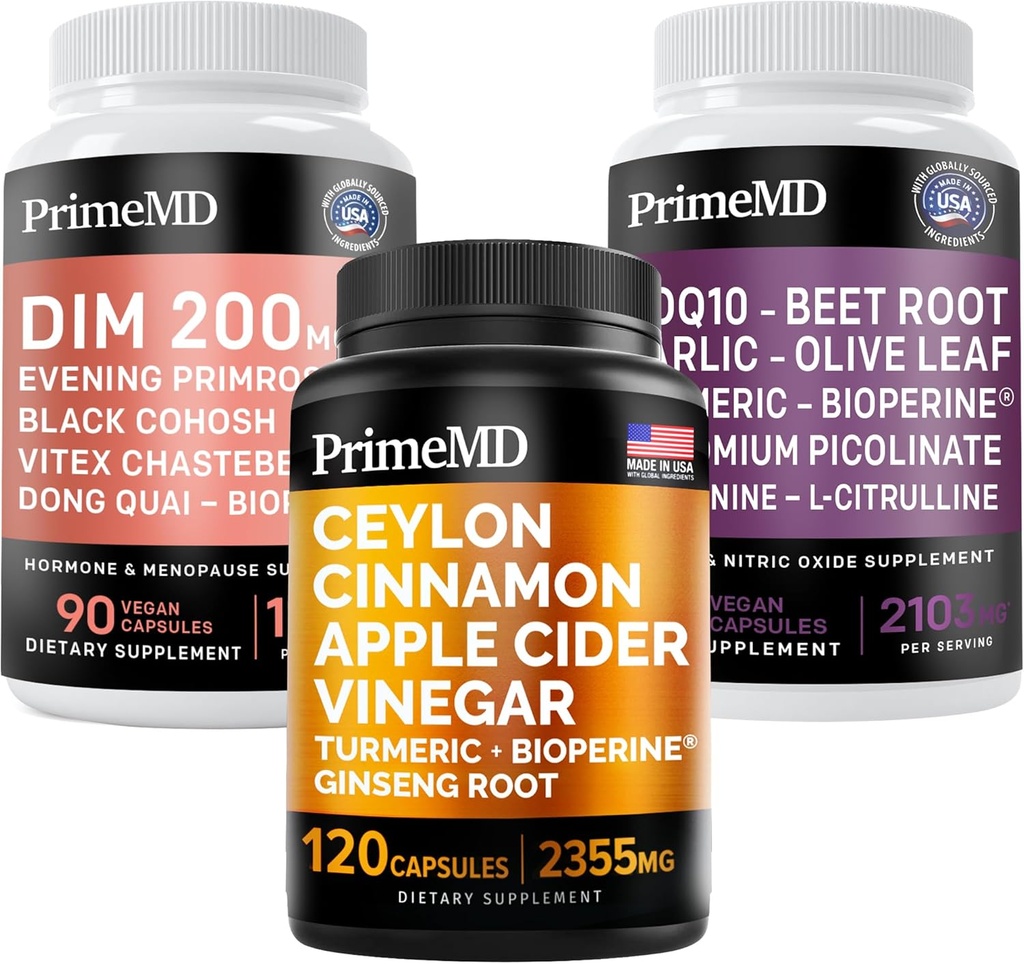 Ceylan Cinnamon (1pk), Oxyde nitrique (1pk) et soutien à la ménopause (1pk) Supplément - Vitamines pour le cœur, le métabolisme, l'hormone et le soutien immunitaire - Non-OGM, végétalien, sans gluten