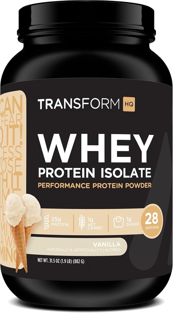 Transformer le QG Isolat de protéines de lactosérum 28 portions (Vanilla) - Exécuter - Sans gluten, sans OGM