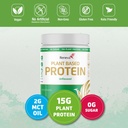 RENEVA Poudre de protéines végétales de 15g Protéines végétales de pois et de riz sans gluten, sans lait, sans lactose, sans soja, sans sucre (naturellement sucré avec Stevia)