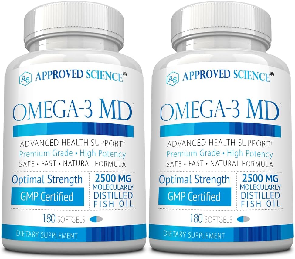 Omega-3MD - Huile de poisson EPA & DHA - Améliorer la santé cognitive - 2 bouteilles - 6 mois d'approvisionnement