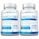 Omega-3MD - Huile de poisson EPA & DHA - Améliorer la santé cognitive - 2 bouteilles - 6 mois d'approvisionnement