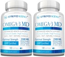 Omega-3MD - Huile de poisson EPA & DHA - Améliorer la santé cognitive - 2 bouteilles - 6 mois d'approvisionnement