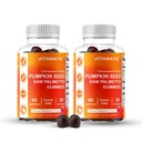 Graines de citrouille Vitamatique 20:1 Extrait et Saw Palmetto 10:1 Extrait Gommies – Extrait botanique sans sucre – Arôme de framboise naturelle – Végétalien, non OGM, Gommies à base végétale – 60 Compte - 2 Pack (120 Compte)