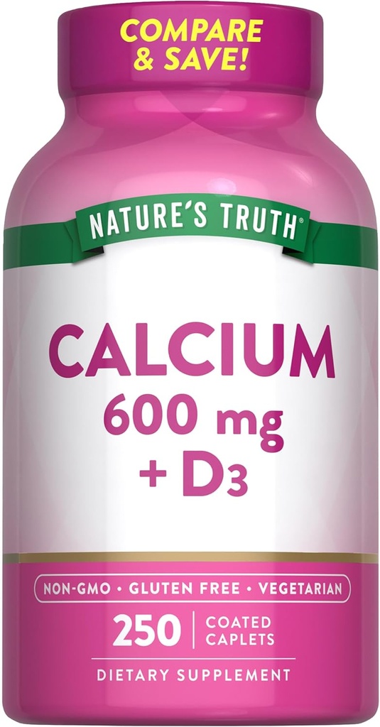 La vérité de la nature Calcium 600mg avec vitamine D3-250 Caplets