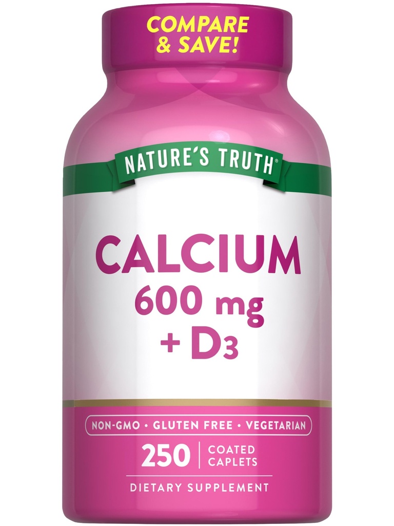 La vérité de la nature Calcium 600mg avec vitamine D3-250 Caplets