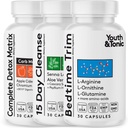 Acide amino juvénile et tonique Trim 15 jours Colon Cleanser et vinaigre de cidre de pomme Detox Cleanse Métabolisme et muscles maigres 90 pilules