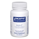 Encapsulations pures Fer-C - 15 mg - 175 mg Vitamine C - Soutien des globules rouges* - Production d'énergie - Pilule de fer hautement biodisponible - Sans gluten et végétalien - 60 capsules