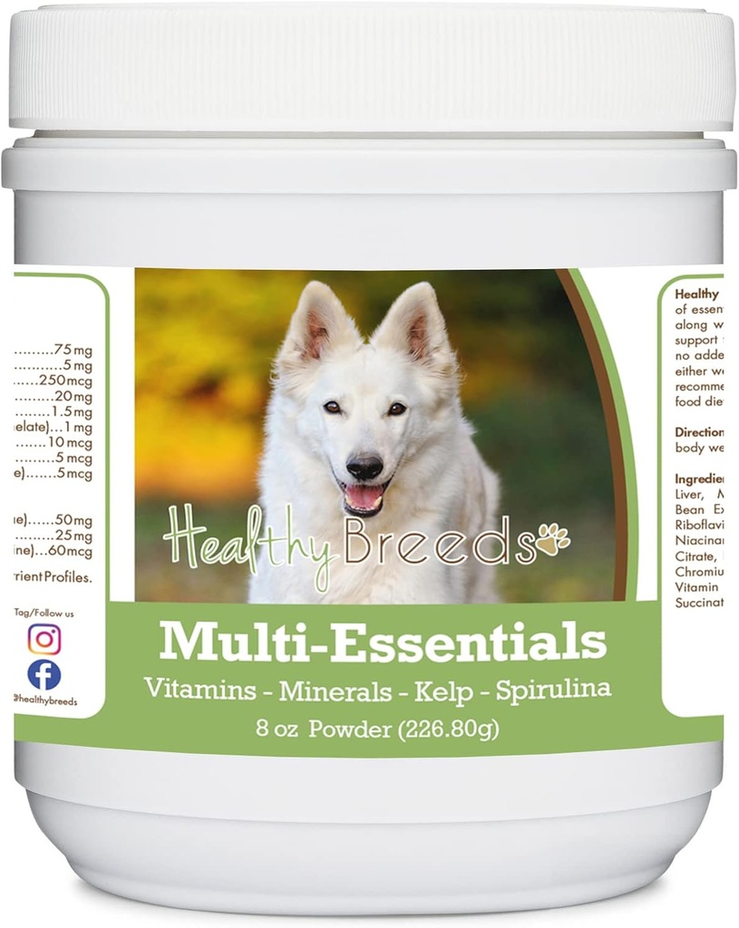 Breeds Santé Berger Allemand, Blanc, Multi-Essentials Poudre pour chiens - un supplément idéal de vitamines, minéraux et antioxydants pour votre chien - 8 oz