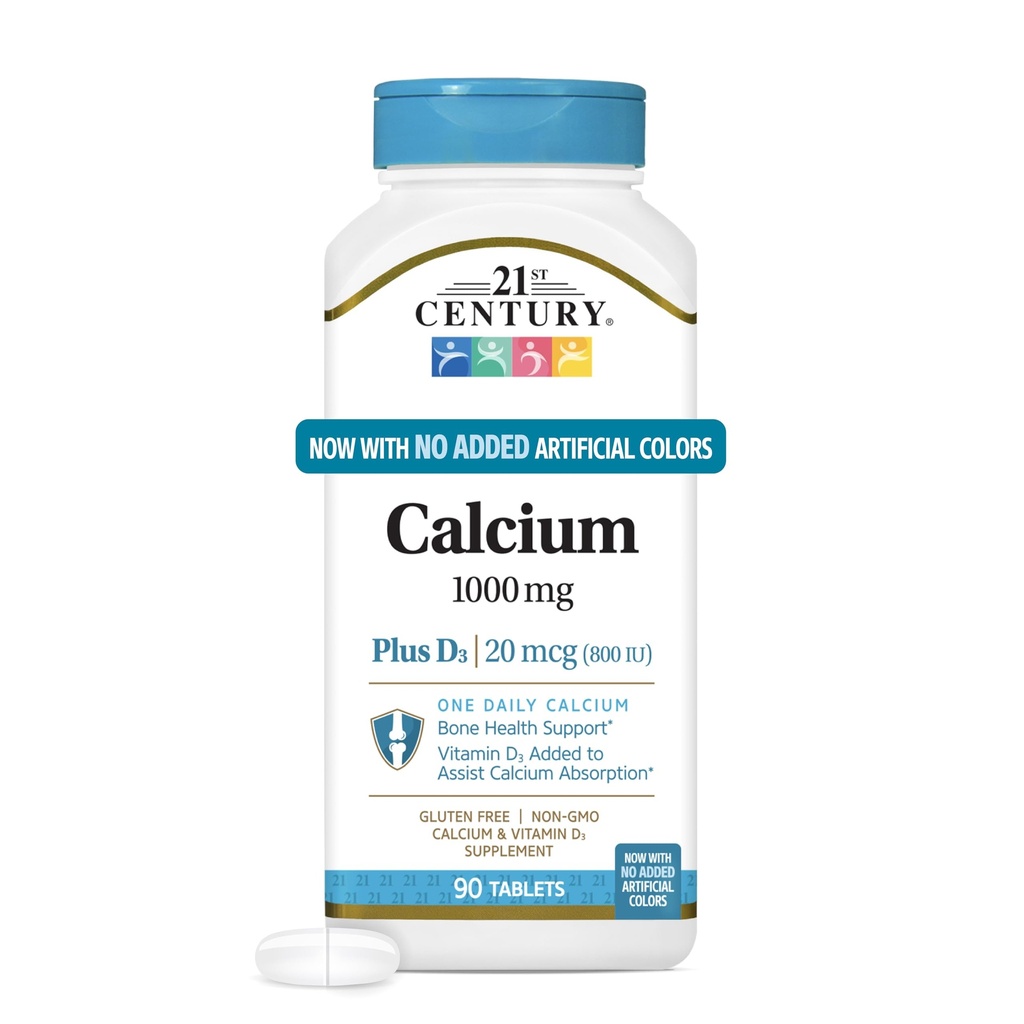 Tablettes de calcium plus D du 21e siècle, 1000 mg, 90 Nombre