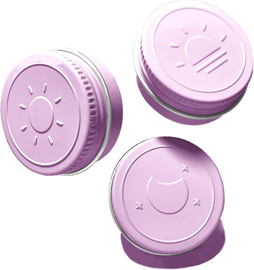 Boîte à pilules unique extra petite pour la purse (3 pack), récipient à pilules en aluminium, 3 fois par jour Portable Etanche unique cas pour les vitamines, huiles de poisson, suppléments (violet clair)