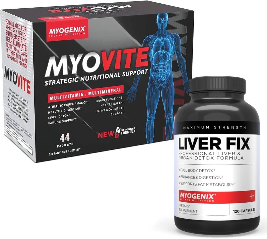 Myogenix Myovite Multivitamin & Liver Support Component Bundle – Soutien avancé quotidien en matière de nutrition et d'organes – Promouvoir l'énergie, la désintoxication et le bien-être général