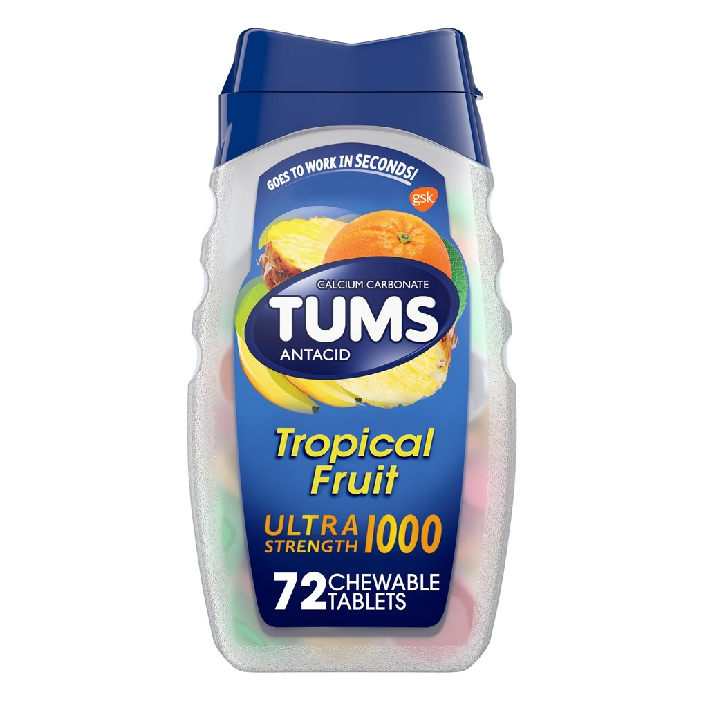 Tums Ultra 1000 Fort maximum Fruits tropicaux - 72 comprimés à croquer