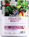PlantFusion Végétalien Collagène Beauté - Végétalien Collagène Poudre pour femmes - Peau de cheveux et ongles Vitamines - Sans gluten, non-OGM, non-Dairy (Lémonade Strawberry 18 portions)