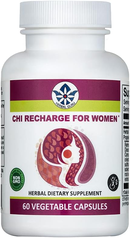 Herb Guru CHI Recharge pour les femmes 60 Capsules - Rehmannia Natural Herbs Supplément santé féminine