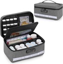 Damero Locking Pill Bouteille Organisateur avec diviseurs intérieurs, stockage de médicaments et organisateur sac Combinaison de serrure pour la médecine, vitamines et fournitures médicales, gris