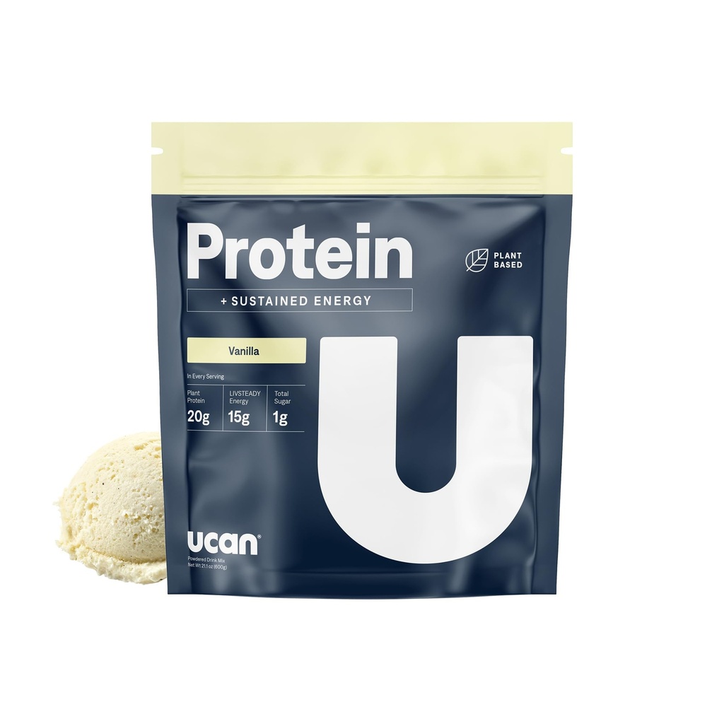 UCAN Énergie + Poudre de protéines végétales - Protéine végétale 20g de pois avec acides aminés AEA et PCCA - Poudre de protéines kéto - Pas d'ajout de sucre, sans gluten - Vanille - 12 portions