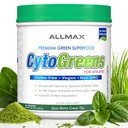 AllMAX Nutrition - Poudre de Cytogreens Super Greens, infusée de spiruline, d'épinards et d'orge, soutient la santé immunitaire et digestive, sans gluten et végétalien, 60 portions (thé vert acai Berry)