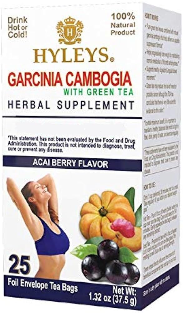 HYLEYS Thé Garcinia Cambogia Thé vert avec baie d'açai - 25 sachets de thé