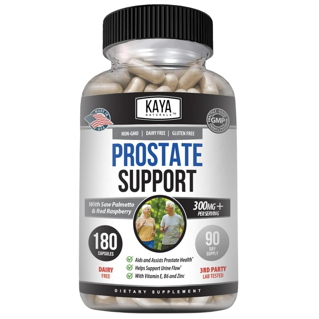 Kaya Naturals Prostate Support.com Potent DHT Blocker pour la croissance des cheveux, promouvoir le sommeil, bêta Blocker pour réduire les mictions fréquentes, support Bladder vider et supplément d'endurance (180 capsules)